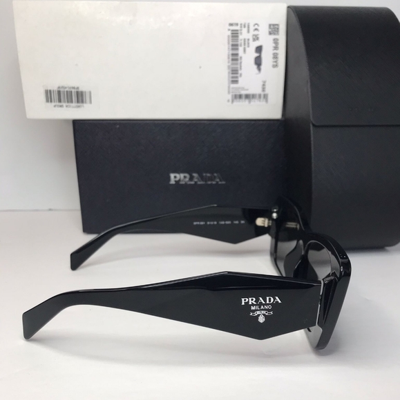 💯- Authentic New Prada PR-08YS 1AB5S0 Sunglasses Women's Black Dark Grey Bu… - Picture 9 of 14